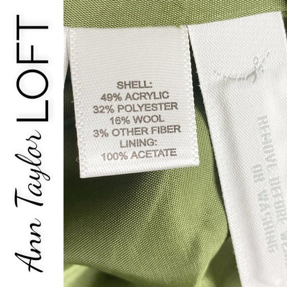 NWT ANN TAYLOR LOFT Green Plaid Wool Blend Ruffle Pencil Skirt, Size 8P - Picture 4 of 5